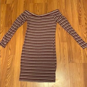 long sleeved off the shoulder dress